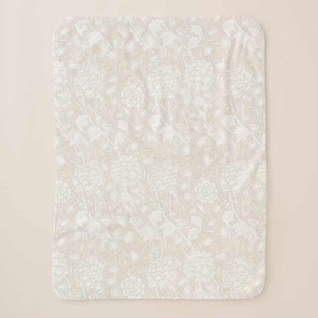 William Morris Floral Pattern in Sepia  Sherpa Blanket (Front)