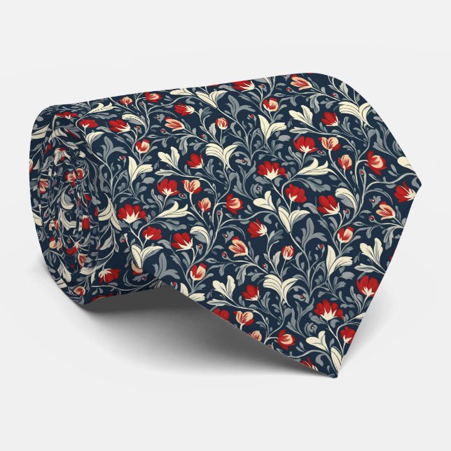 William Morris Floral Pattern  Tie (Rolled)