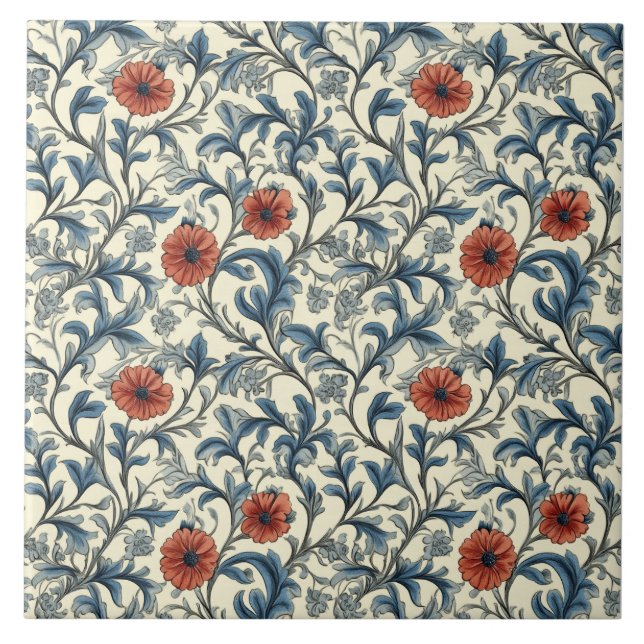 William Morris Floral Pattern  Tile (Front)