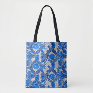 William Morris Floral, Sapphire Blue and Gray Tote Bag
