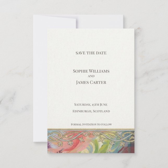 William Morris Floral Save the Date Card (Front)