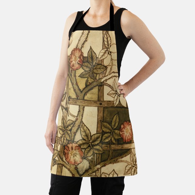 William Morris Floral Trellis Birds, Earthy Tones Apron (Creator Uploaded)