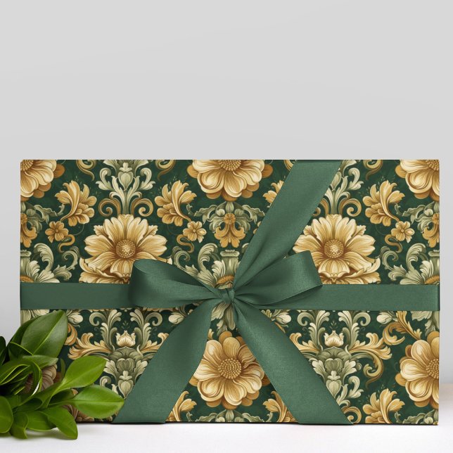 William Morris Florals Leaves Christmas Pattern Wrapping Paper (Creator Uploaded)