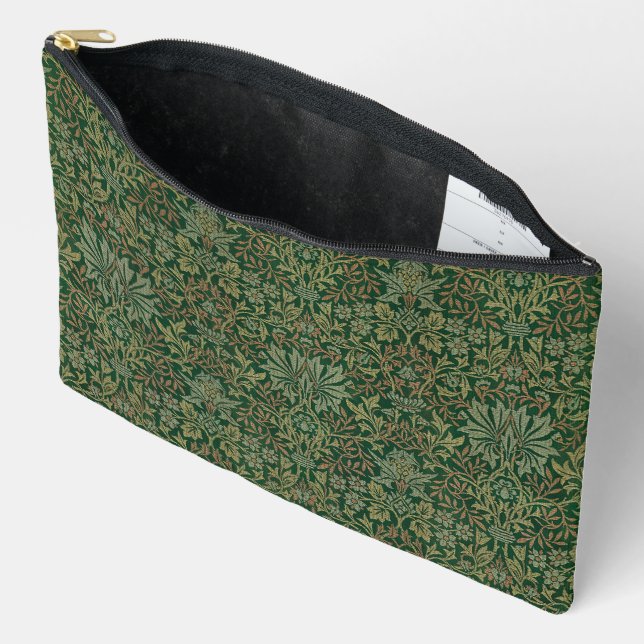 William Morris Flower Garden-Greens Accessory Pouch (Open)