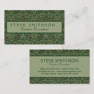 William Morris Flower Garden-Greens Business Card
