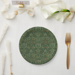 William Morris Flower Garden-Greens Paper Plate