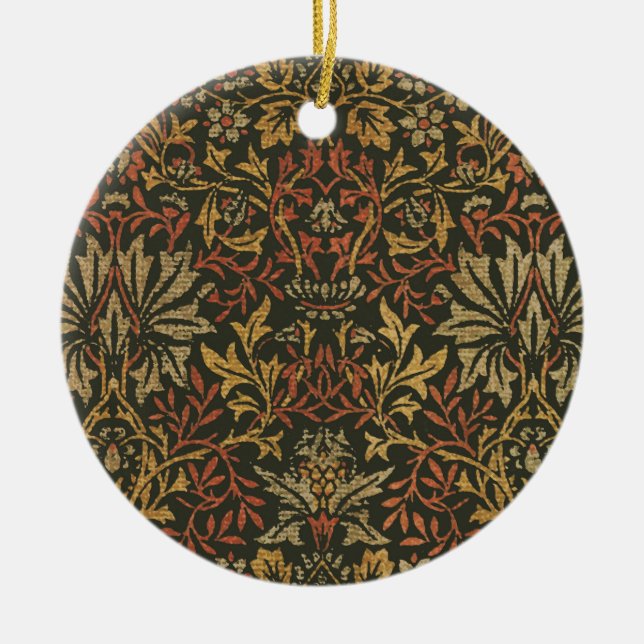 William Morris Flower Garden Tapestry Ceramic Tree Decoration (Front)