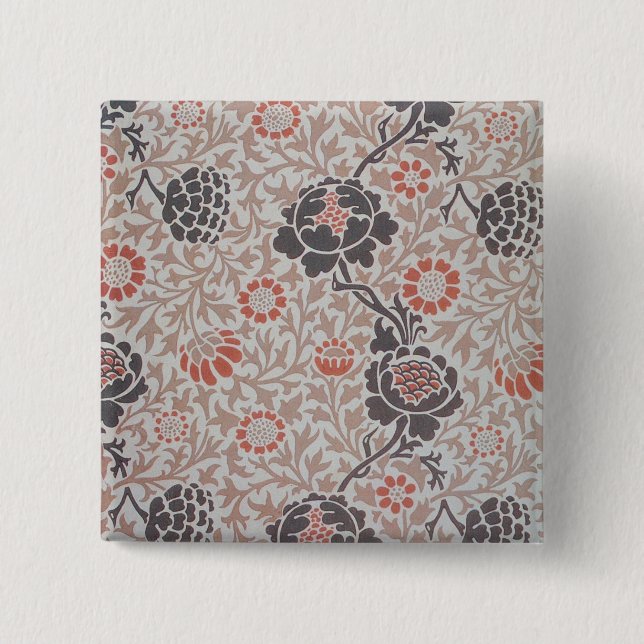William Morris Flower Grafton Wallpaper  15 Cm Square Badge (Front)