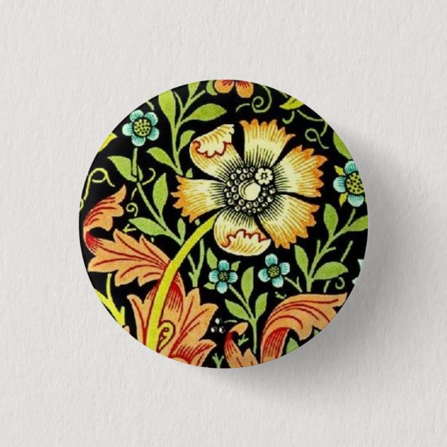William Morris Flowers 3 Cm Round Badge (Front)