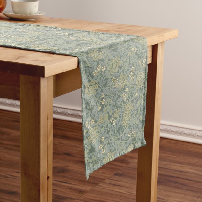William Morris Flowers Blossoms Green Long Table Runner (In Situ)
