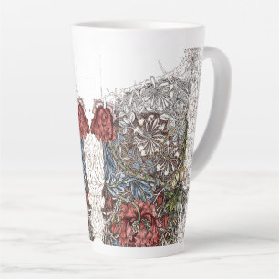 William morris flowers elegant floral illustration latte mug