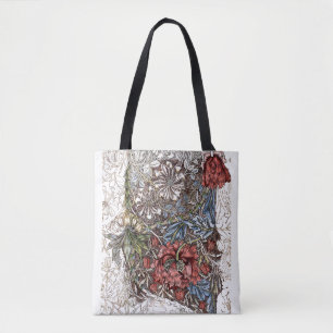 William morris flowers elegant floral illustration tote bag