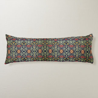 William Morris Flowers Foliage Green Yellow Red Body Cushion