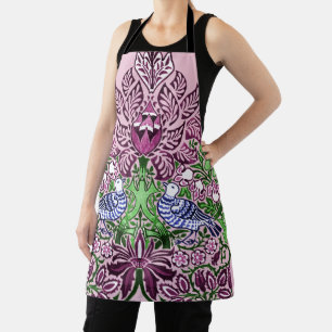William Morris Folk Art Birds Flowers Acorns Apron