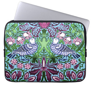 William Morris Folk Art Birds Flowers Acorns Laptop Sleeve