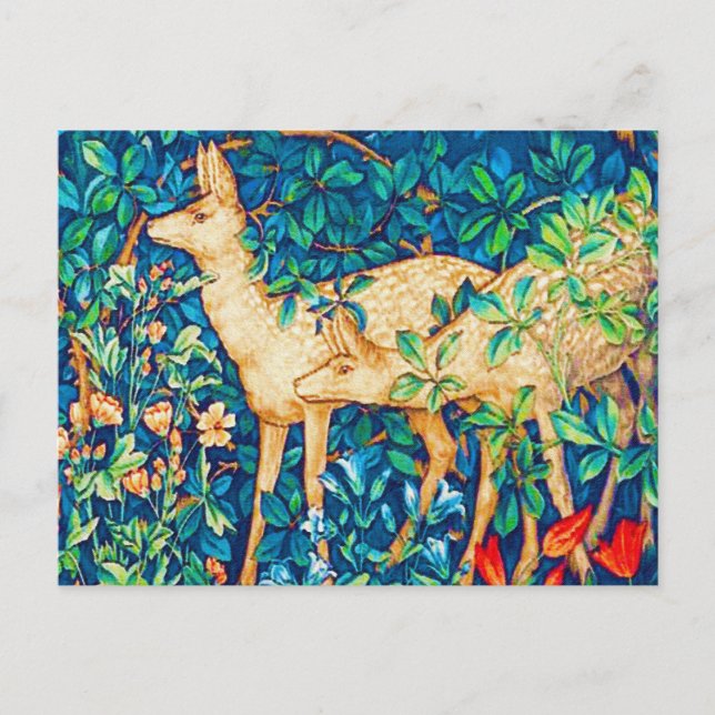 William Morris Forest Deer Tapestry Print Postcard (Front)