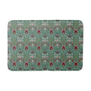 William Morris Forest Green Floral Wallpaper Bath Mat