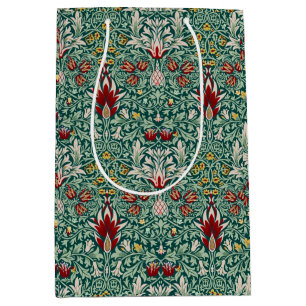 William Morris Forest Green Floral Wallpaper Medium Gift Bag