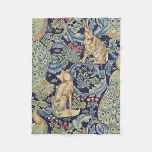 William Morris Forest Rabbit Fleece Blanket