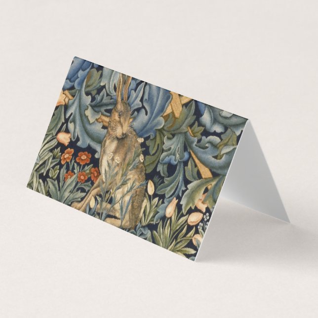 William Morris Forest Rabbit Floral Art Nouveau Business Card (Front)