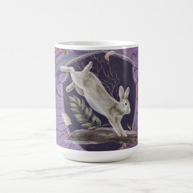 William Morris Forest Rabbit Floral Art Nouveau Coffee Mug (Center)