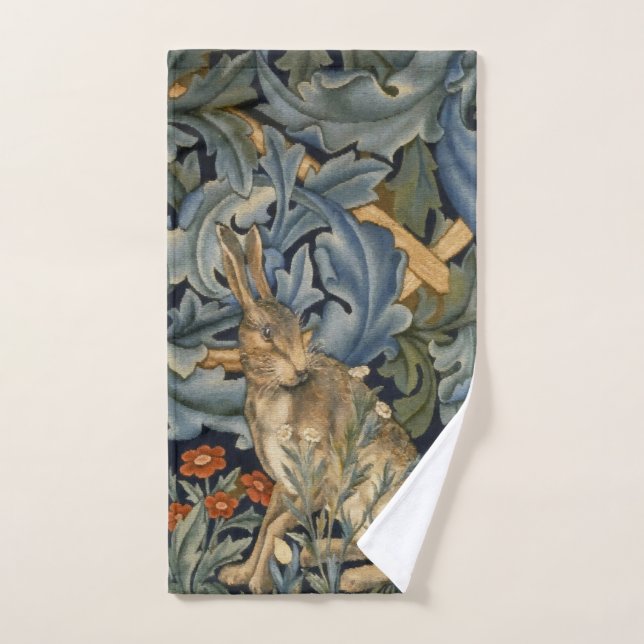 William Morris Forest Rabbit Floral Art Nouveau Hand Towel (Hand Towel)