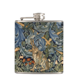 William Morris Forest Rabbit Floral Art Nouveau Hip Flask