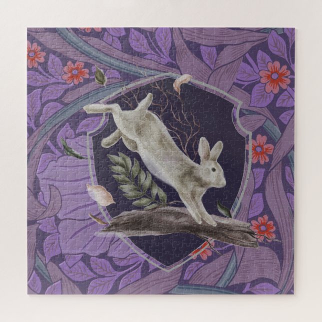 William Morris Forest Rabbit Floral Art Nouveau Jigsaw Puzzle (Horizontal)