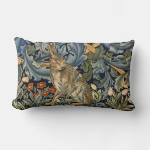 William Morris Forest Rabbit Floral Art Nouveau Lumbar Cushion