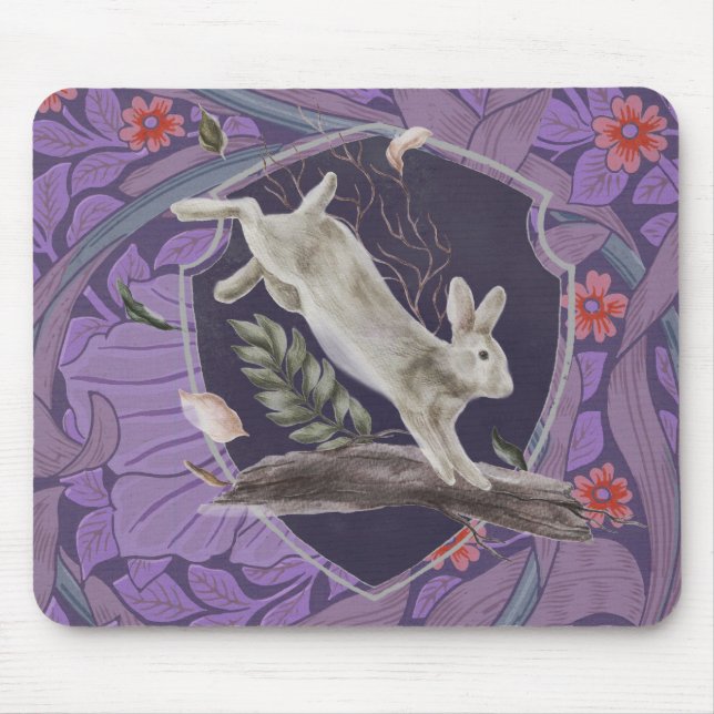 William Morris Forest Rabbit Floral Art Nouveau Mouse Pad (Front)