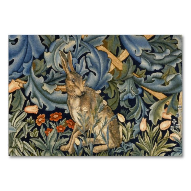 William Morris Forest Rabbit Floral Art Nouveau Table Number (Front)