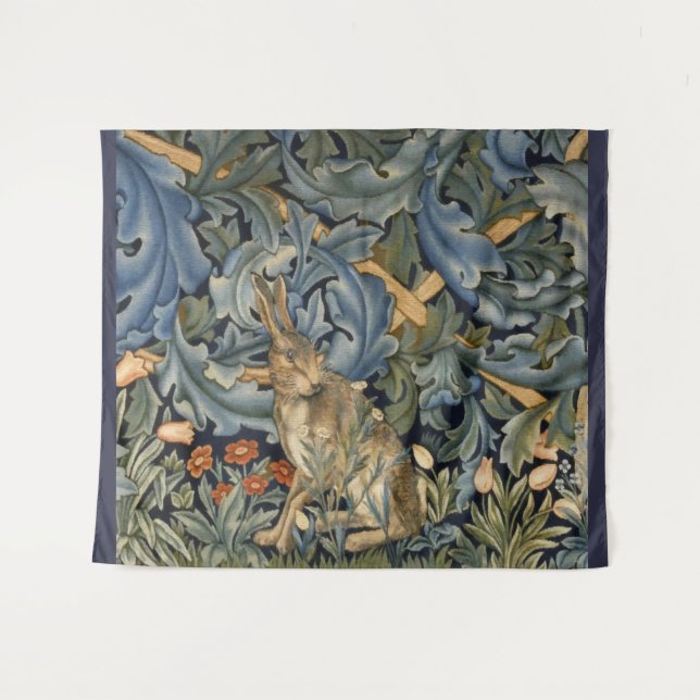 William Morris Forest Rabbit Floral Art Nouveau Tapestry (Front (Horizontal))
