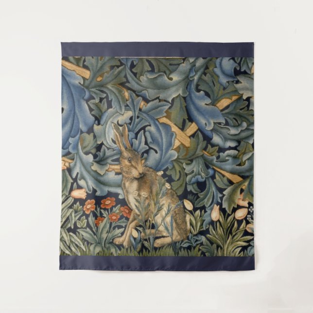 William Morris Forest Rabbit Floral Art Nouveau Tapestry (Front)