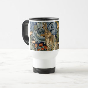 William Morris Forest Rabbit Floral Art Nouveau Travel Mug