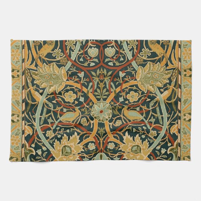William Morris Forest Tapestry Pattern: Vintage Tea Towel (Horizontal)