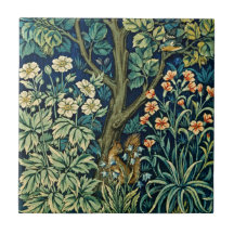William Morris Forest Wildlife Floral Ceramic Tile