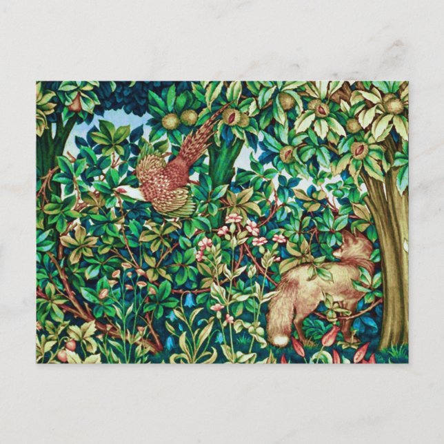 William Morris Fox and Pheasant Tapestry Print Postcard (Front)