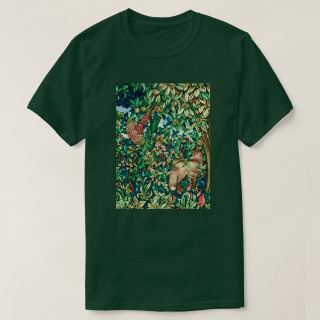 William Morris Fox and Pheasant Tapestry Print T-Shirt (Design Front)