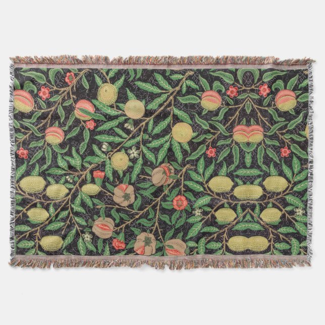 William Morris Fruit pattern Vintage Throw Blanket (Front)