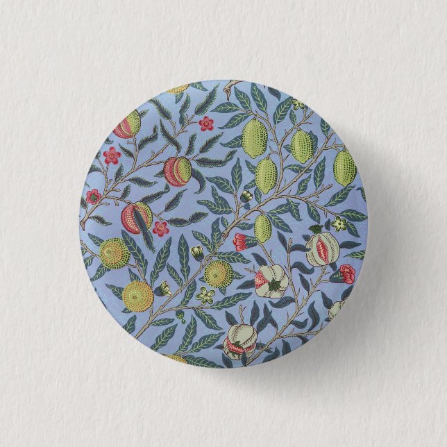 William Morris Fruit Pomegranate Blue Ornament 3 Cm Round Badge (Front)