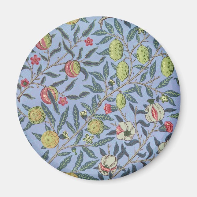 William Morris Fruit Pomegranate Blue Ornament Magnet (Front)