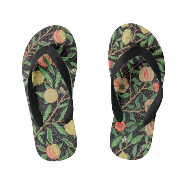 William Morris Fruit Pomegranate Floral Pattern Kid's Jandals (Footbed)