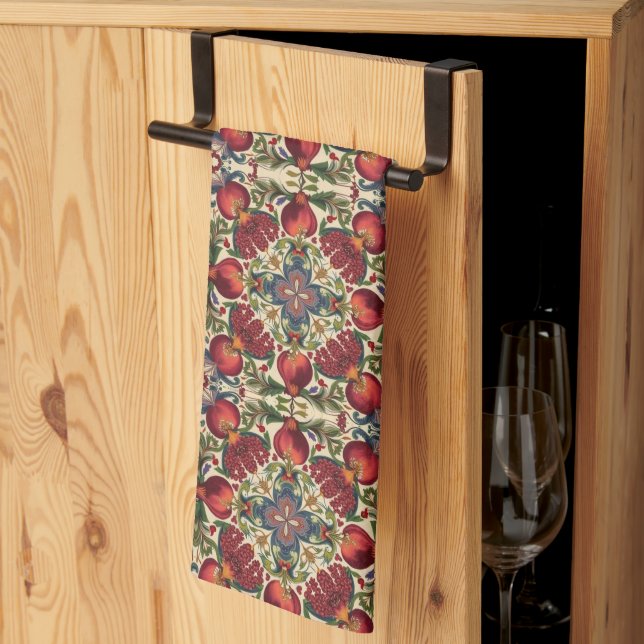 William Morris Fruit Pomegranate Floral pattern Tea Towel (Thirds Fold)