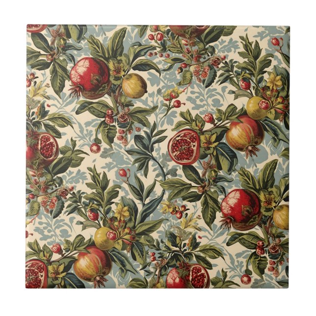 William Morris Fruit Pomegranate floral pattern Tile (Front)