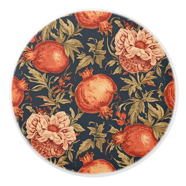 William Morris Fruit Pomegranate pattern Ceramic Knob (Front)
