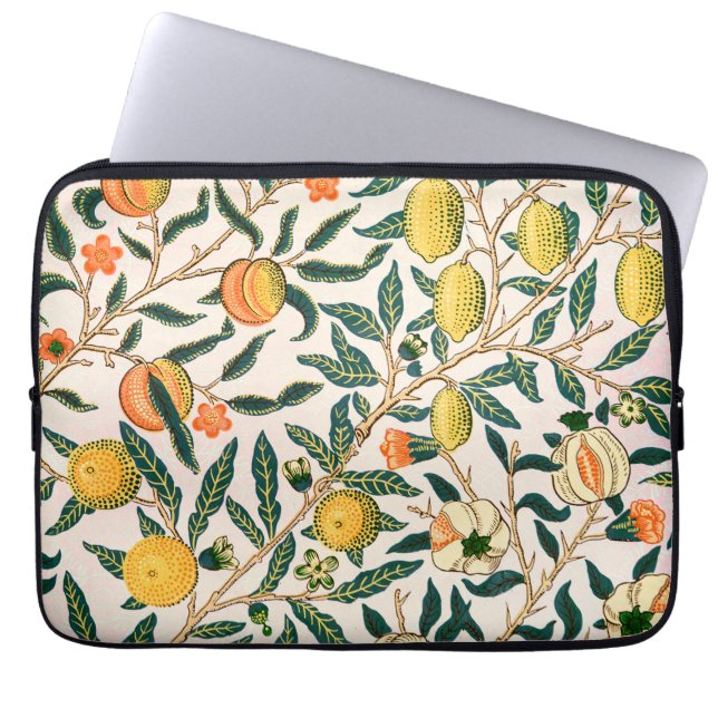 William Morris Fruit Pomegranate White Or Ornament Laptop Sleeve (Front)