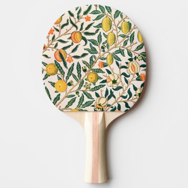 William Morris Fruit Pomegranate White Ornament Ping Pong Paddle (Front)