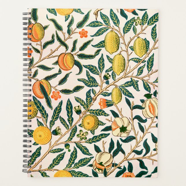William Morris Fruit Pomegranate White Ornament Planner (Front)