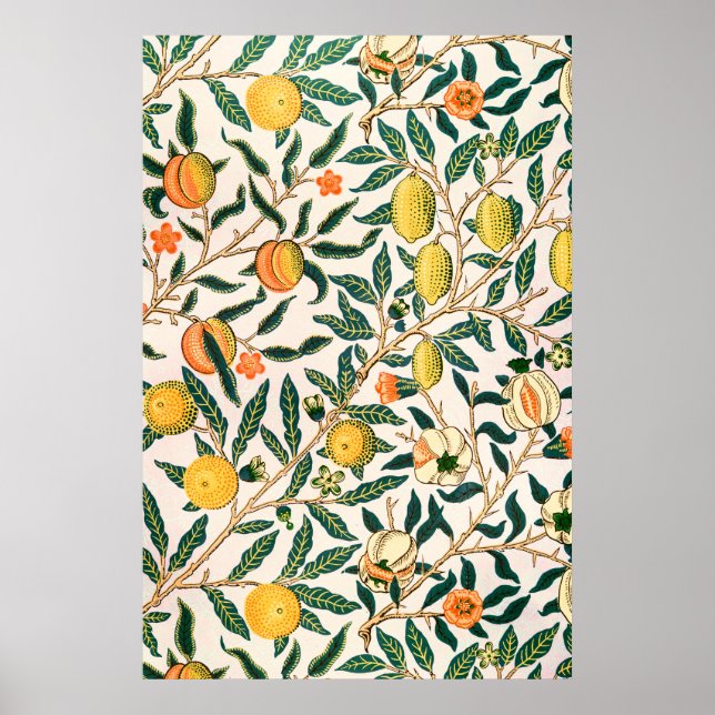 William Morris Fruit Pomegranate White Ornament Poster (Front)