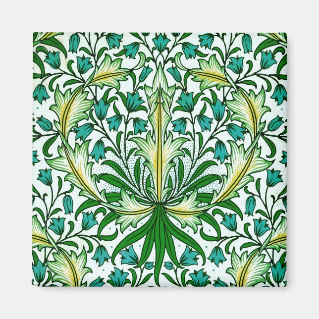 William Morris Gold Aqua Floral Wallpaper Magnet (Front)